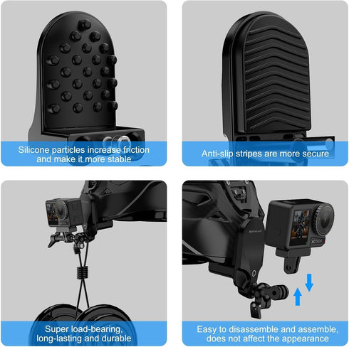 PULUZ Motorcycle Helmet Chin Clamp Mount for GoPro Hero 12, 11, 10/DJI Osmo Action 4/Insta360 X3/AKASO/SJCAM and Other Action Cameras...