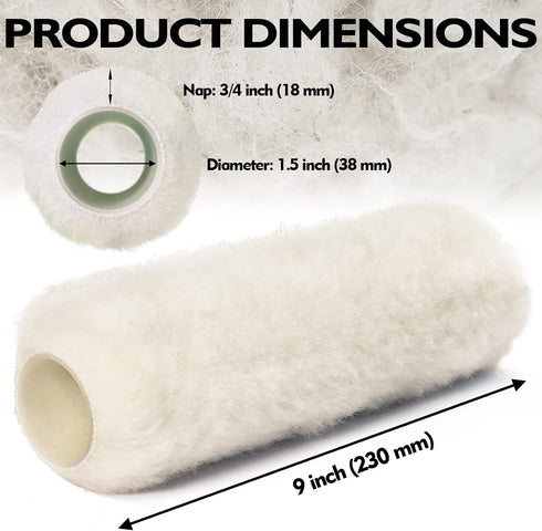 6pcs Paint Roller Covers 9 Inch x 3/4" Nap, High Capacity Lambswool Roller Covers for Paint Rollers, Naps for Paint Roller Brush, House Painting S...