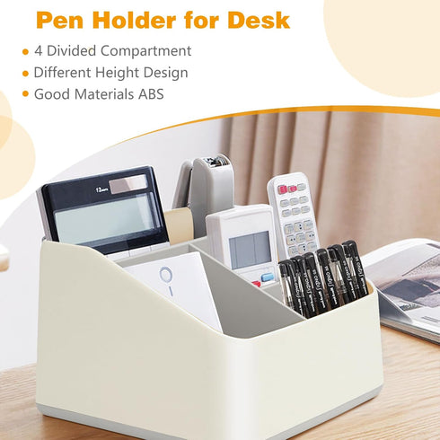 Pen Holder for Desk,Desktop Organizer with 4 Compartments for Office Supply, Pencil Holder Pen Cup for Office School Home Art Supply...