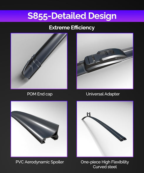 OEM QUALITY Premium All-Season Windshield Wiper Blades,Pack of 2 Durable Stable And Quiet Windshield Wiper Blades,Automotive Replacement Winshield...