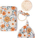 Baby Girl Newborn Receiving Blanket Swaddle Blanket Beanie Hat Wooden Card Set Baby Swaddle Nursery Swaddle Wrap...