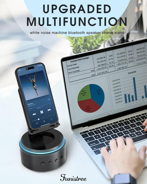 Detachable Cell Phone Stand with Wireless Bluetooth Speaker, Gifts for Men Dad Husband Birthday from Daughter Son Wife, White Noise Sound Machine,...