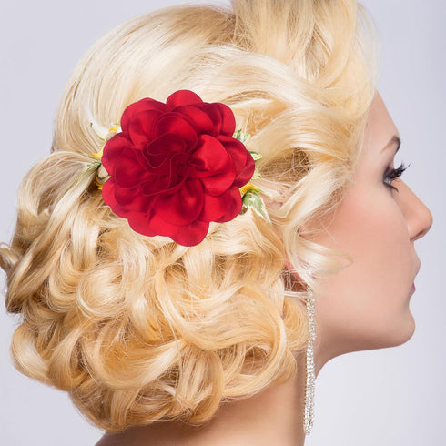 Dainty Fabric Rose Flower Large Brooch Lapel Pins,Delicate Elegant Silk Camellia Flower Oversized Brooch Pin for Women,Camellias Flower Hair Clip ...