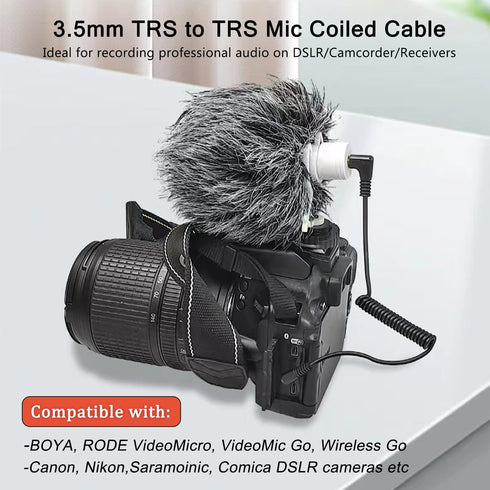 2 Pack 3.5mm to 3.5mm Audio Coiled Cable, Replacement for SC2 3.5mm TRS Mic Patch Cord for Audio Mixers, Microphones, Cameras, Recorders, Car Spea...