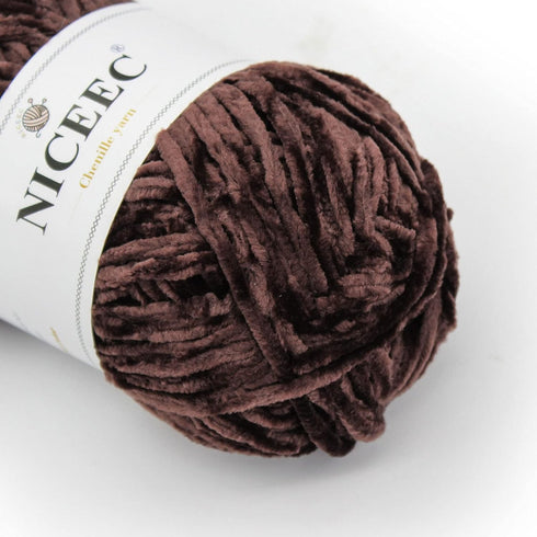 NICEEC 2 Skeins Soft Chenille Yarn Blanket Yarn for Knitting Fancy Yarn for Crochet Weaving DIY Craft Total Length 2×255m (2×279yds, 2×150g)_Coffe...