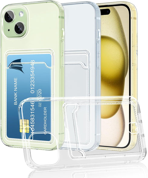 Case compatible with iPhone 15 Plus, Clear Phone Case with Card Holder Shockproof Slim Cover compatible with iPhone 15 Plus - Transparent...