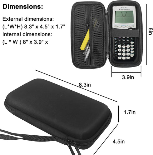 Xberstar Case for Texas Instruments TI-84 TI-83 Plus CE Graphing Calculators and More - Hard EVA Travel Carrying Shockproof Storage Bag (Pure blac...