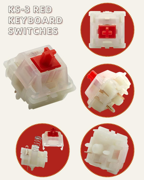 gateron Milky Red Switches for Mechanical Keyboard Silent Tactile Keyboard Switches 5 Pin Milky Yellow Linear Mechanical Switches 45gf...