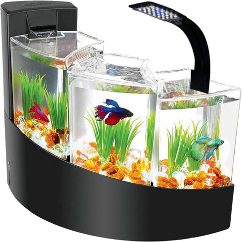 10W Super Slim Aquarium Fish Tank 5730 LED Light Clip-on Lamp Aquatic Plant Lighting (Black Body White+Blue Light)...