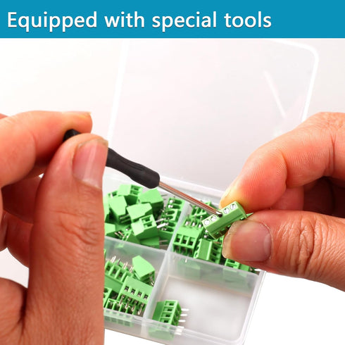 52PCS 2.54mm 0.1" Pitch PCB Mount Screw Terminal Block Connector, Minidodoca 2P 3P 4P 5P Terminals 150V 6A for 26-18AWG Cable?Equipped with Specia...