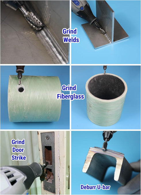 20Pcs 1/8" Shank Carbide Burr Bits Compatible with Dremel Bits Metal Grinding Bits Wood Stone Carving Cutting Engraving Grinder Kit Attachment Rot...