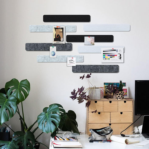 Felt Pin Board Bar 13"x2", Pack of 8 Bulletin Board Strips with 40 Push Pins, Home Office Memos Notice Boards Felt Wall Tiles...