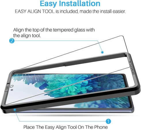 LK 6 Pack 3 Pack Screen Protector & 3 Pack Camera Lens Protector for Samsung Galaxy S20 FE 5G 6.5-inch, Tempered Glass, Easy Frame Installation, S...