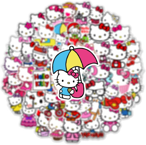 Kawaii Hello Kitty Stickers for Girl Water Bottle, 50pcs Cute Sanrio Cartoon Hellokitty Waterproof Vinyl Decal for Teen Kids Women Laptop Skateboa...