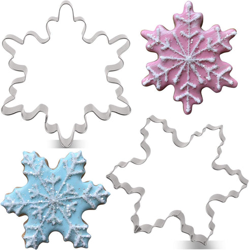 LILIAO Christmas Winter Snowflake Cookie Cutter Set - 2 Piece - 4 and 3.7 inches - Stainless Steel...