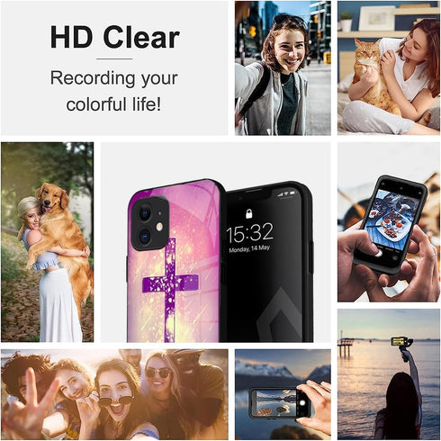Jesus Christ Cross Case for iPhone 12 Girly Non-Yellowing Case for iPhone 12 Jesus Christ Cross with Glass Back...
