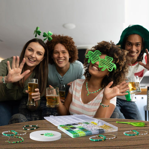 Goldwise 3900 Pcs St. Patrick's Day Bracelet Making kit with Clay Beads Glass Seed Beads, 18 Colors Beads for Jewelry Making with 3 Styles Letter ...