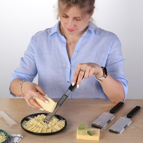 Cambom Lemon Zester Grater Three-piece Suit - Heavy Duty Kitchen Tool for Parmesan Cheese, Ginger, Garlic, Nutmeg, Chocolate, Vegetables?Fruits?St...