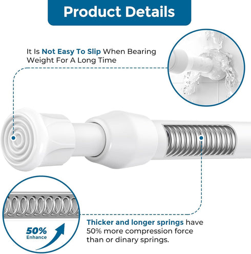 AIZESI Spring Tension Curtain Rods Short Tension Rod (White,17" to 28"-2Pcs)...