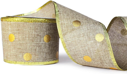 Gold Ribbon Wired Christmas Tree Ribbon 2.5 Inch Burlap Ribbons Xmas 6 Rolls 36 Yards Metallic Glitter Crafts Decorating Gift Wrapping Bows Gift W...