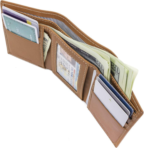 Timberland mens Leather Trifold Wallet With Id Window, Tan (Cloudy), One Size...