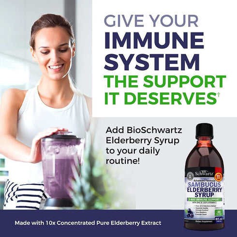 Elderberry Syrup for Kids and Adults - Natural Immune Support with Zinc and Vitamin C Plus 10x Concentrated Sambucus Elderberries - Blueberry Panc...