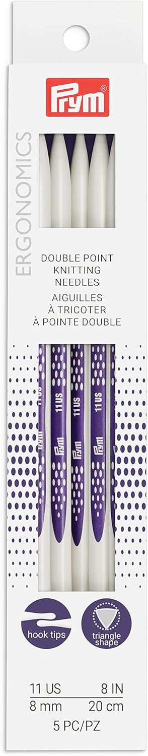 Pyrm Ergonomics 8-Inch Double-Point Knitting Needle, Size 11 (5-Pack)...