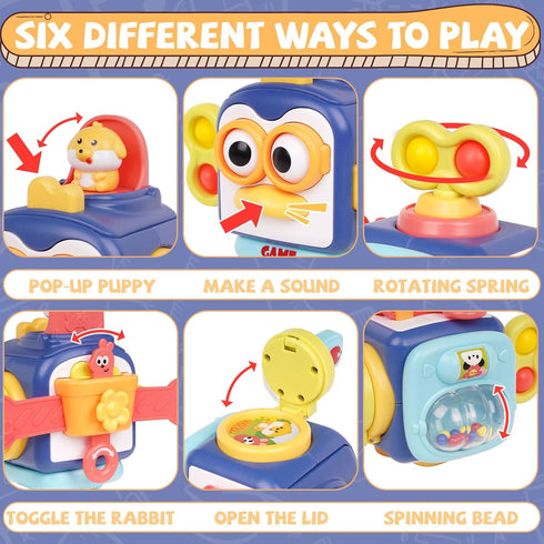 Montessori Busy Cube for Kids Baby Fidget Busy Board Sensory Travel Learning Toy for Children with Autistic Early Educational Learning Toys for Ba...