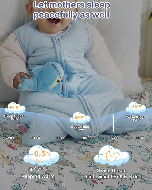 1.0TOG Baby Sleep Sacks Unisex Organic Fabric Wrapped in Pure Cotton Toddlers' Sleeping Bags, 2-Way Safe Zippers for 0—18 Months Babies...