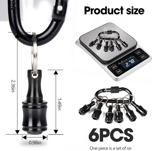 Upgrade 12Pcs Bit Holder With Black Carabiner 1/4 inch Hex Shank Aluminum Alloy Screwdriver Bits Holder Light-weight Quick-change Extension Bar Ke...