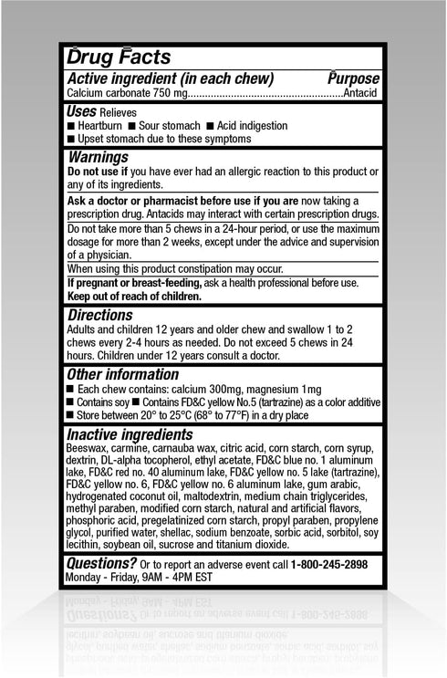 Amazon Basic Care Extra Strength Antacid SuperChews Chewable Tablets, Assorted Fruit, 90 count (Previously SoundHealth) Orange, Pink, Yellow...