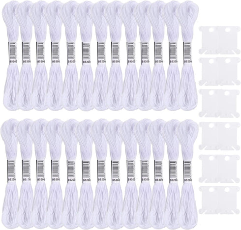 White Embroidery Floss,26 Skeins Embroidery Threads for Cross Stitch,Friendship Bracelets String,and DIY Art Craft ,with 10 PCS Floss Bobbins...
