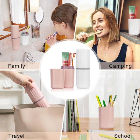Travel Toothbrush Case,2pcs Travel Toothbrush Cup Holder Toothpaste Storage Containers, Portable Toothbrush Case for Travel Camping Business Schoo...