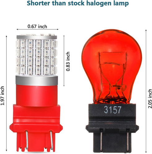 PHINLION 3157 Red LED Light Bulbs, Super Bright 72-SMD 3156 3057 3357 4057 4157 Replacement for Car Truck Rear Brake Stop Tail Turn Signal Blinker...