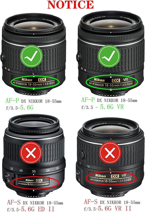 55mm Lens Cap Cover Compatible for Nikon D3500 D3400 D5600 D5500 D7500 for AF-P(Not for AF-S) DX Nikkor 18-55mm f/3.5-5.6G VR,AF-P DX Nikkor 18-55...