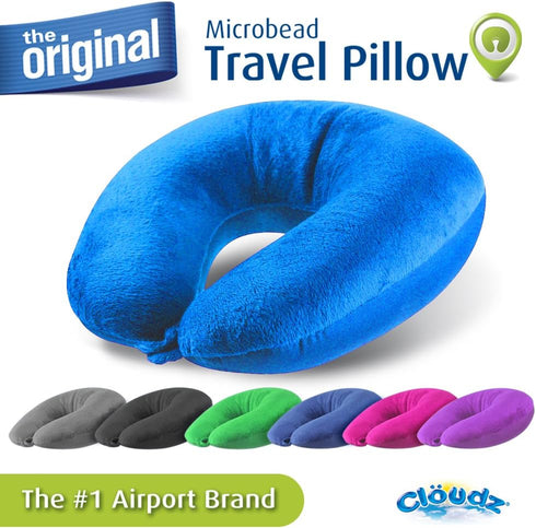 Cloudz Dual Comfort Microbead Airplane Travel Neck Pillow. Soft Cozy Plush Fabric on One Side, Cool Relaxing Spandex on The Other! Customize Your ...