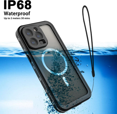ShellBox Case compative with iPhone 15 Pro Max,Waterproof Case with Built-in Screen Protector, Shockproof Cover Heavy Duty Wireless Charging Case ...
