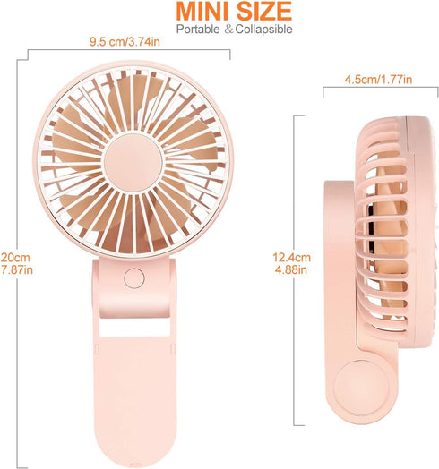 TriPole Mini Handheld Fan USB Portable Fans Rechargeable Battery Operated Foldable Desk Fan 3 Speed Hanging Personal Fan for Home Office Indoor Us...