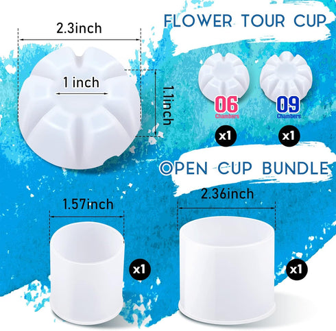7 Pcs Paint Pour Cup Bundle 3 Pcs Acrylic Paint Pouring Cup Multi Channel Split Cup for Paint Pouring 2 Pcs Large Open Cup 2pcs Flower Pour Cup fo...