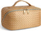 Makeup Bag Cosmetic Bag, Travel Makeup Bag Portable PU Leather Waterproof Bags with Handle Makeup Bags for Women Portable Pouch Open Flat Make Up ...