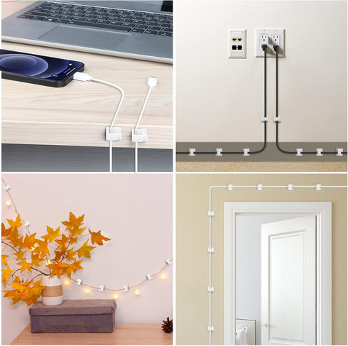 Adhesive Cable Clips White (Large, 45 PCS), Upgraded Wire Clips for Electric Wires, Cord Holders Management Under Desk, Car, Extension Cord, Ether...