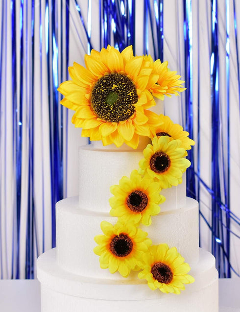 HUIANER Artificial Sunflower Heads, 2.8" Fake Simulation Sunflower Head for Wedding Home Party Cake Decoration 30PCS...