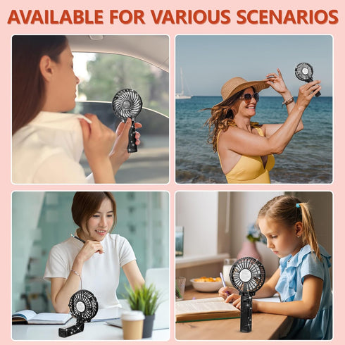 Mudder Crystal Bling Rhinestone Mini Handheld Fan Portable Usb Rechargeable Fan Battery Operated Small Folding Personal Fan for Girls Women Outdoo...