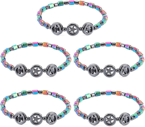 choice of all 5Pcs Hematite Bracelets for Women Hematite Bracelet Circle Star Laser Anklet Promote Metabolism Pain Relief Anklet...