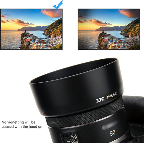 RF 50mm Dedicated Reversible Lens Hood & UV Filter Kit Fit for Canon RF 50mm f/1.8 STM Lens Replaces Canon ES-65B Hood on Canon EOS R6 R5 RP R Cam...