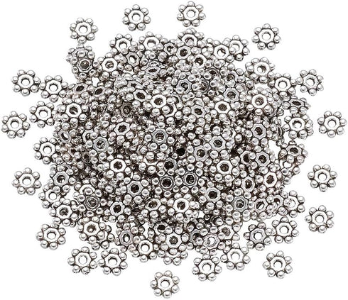 Pandahall 500pcs Tibetan Silver Antique Silver Snowflake Bead Spacers Charms Mini Beading Finding for Jewelry Makings Supplies 4-4.5x1.5mm, Hole: ...