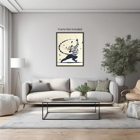 Posterizer 1 pcs-minimal asian art-fighting tiger-abstract art 1-Collectibles & Fine Art-Art for Animal Lovers-Living Room Bedroom Decor- unframed...