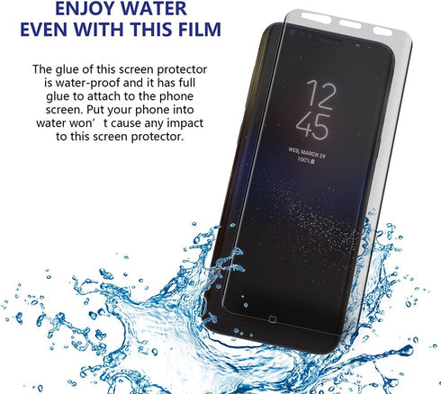 Galaxy S9 Plus Screen Protector Privacy 2-Way Anti Spy (2 Pack) Curve Fit Soft Film (NOT Tempered Glass) for Samsung S9+ with 1-Pack Back Skin Pro...
