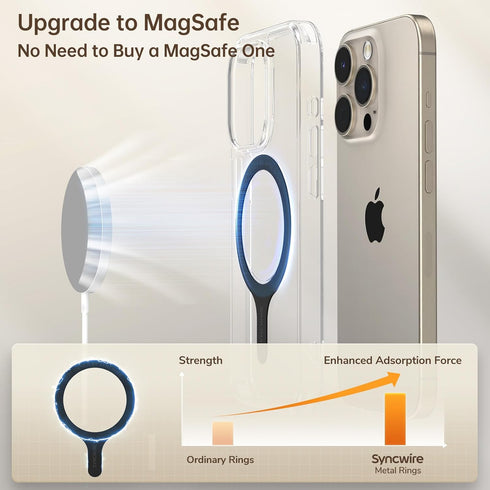 SYNCWIRE for MagSafe Sticker 3 Pack, Compatible with MagSafe Ring, Metal Ring Support Wireless Charging, Magnetic Ring for Phone Case Universal fo...