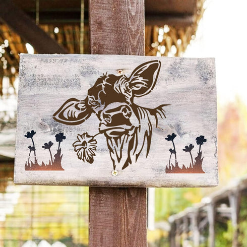 15Pcs Flower Animal Stencils for Painting On Wood Floral Nature Farmhouse Paint Stencil Dog Cat Bear Cow Bunny Reusable Embroidery Stencils for Dr...
